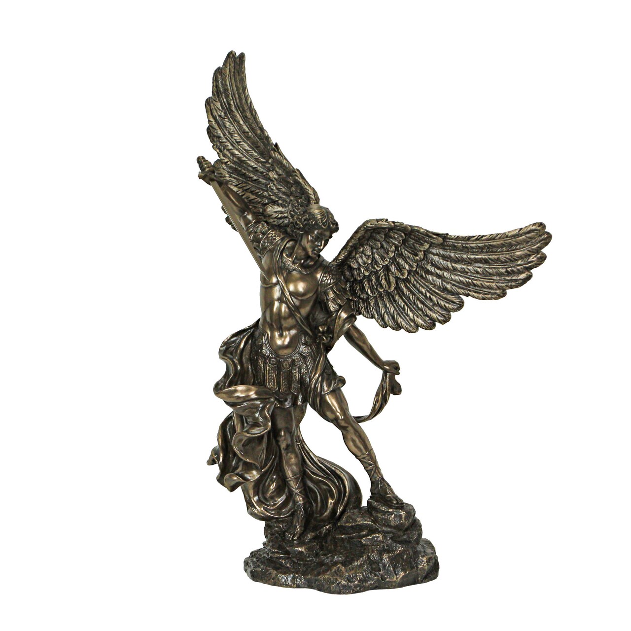 St. Michael the Archangel In Battle Bronze Finish Statue 13.5 Inches High